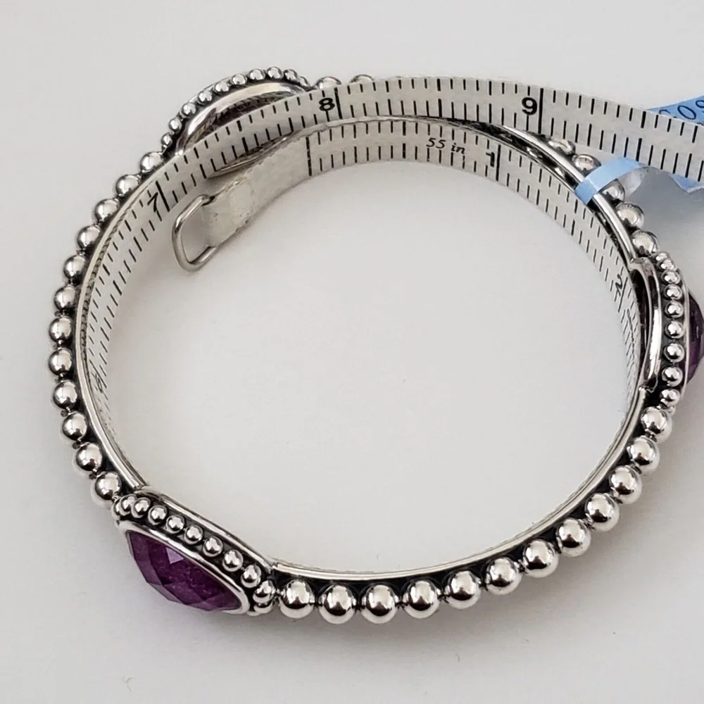 LAGOS Sterling Silver Maya Oval Charoite Doublet Bangle Bracelet - Picture 5 of 5